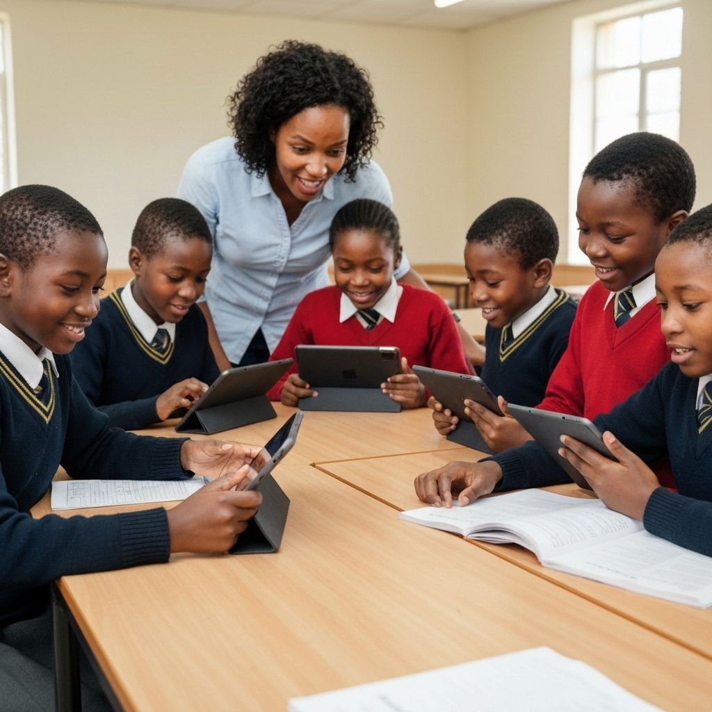 Students using learning platform